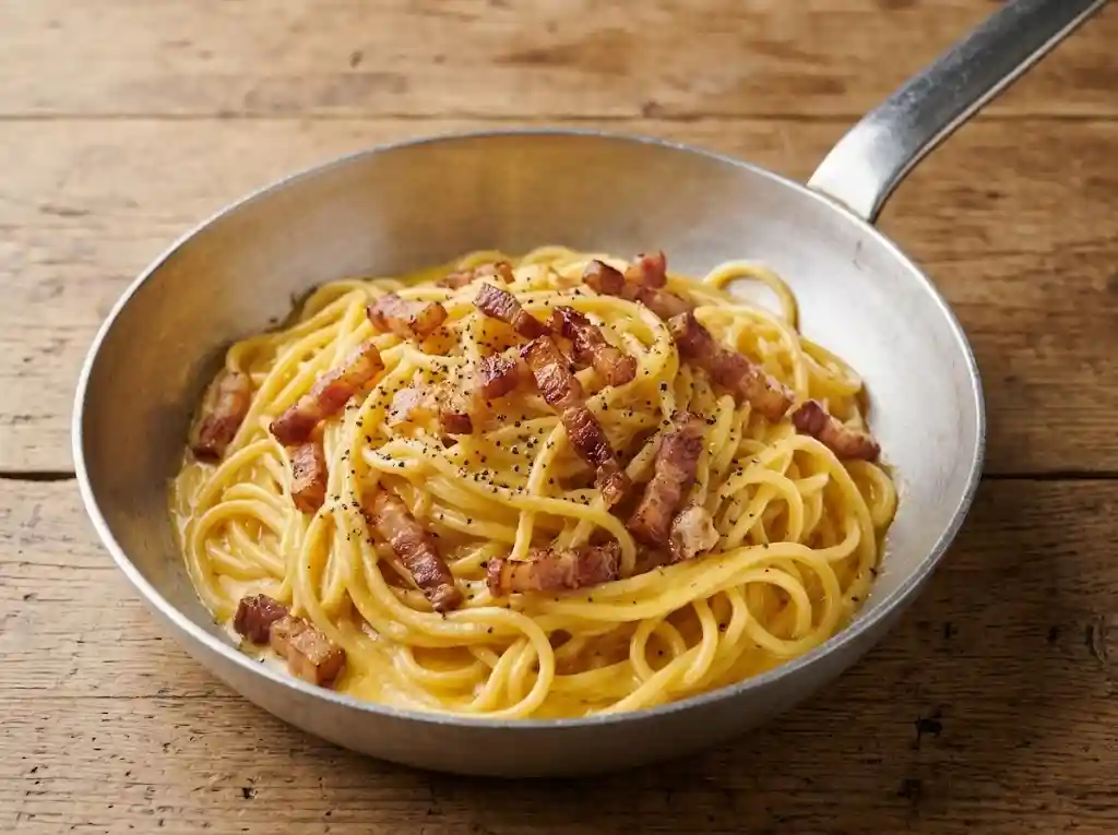 Carbonara en sartén del restaurante de pasta fresca Dal Moro’s
