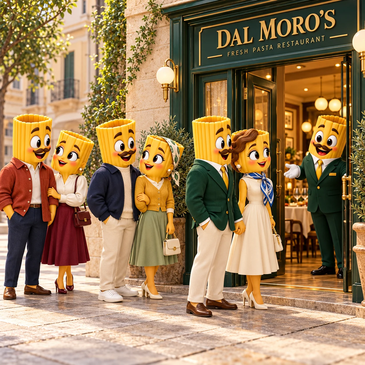 Tres parejas de personajes Tony Rigatoni esperan sin reservas ante Dal Moro’s